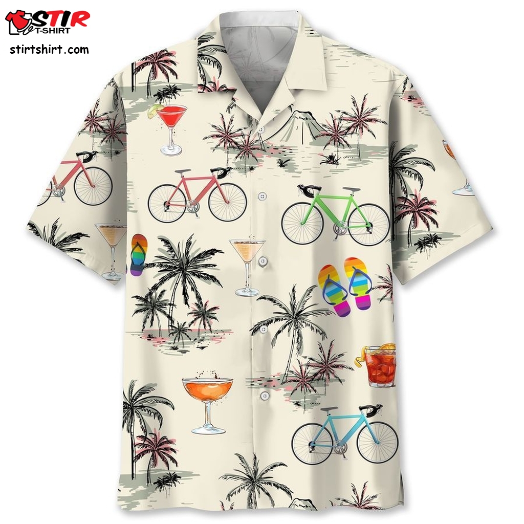 Cycling Beach Coconut Hawaiian Shirt  Wacko Maria 