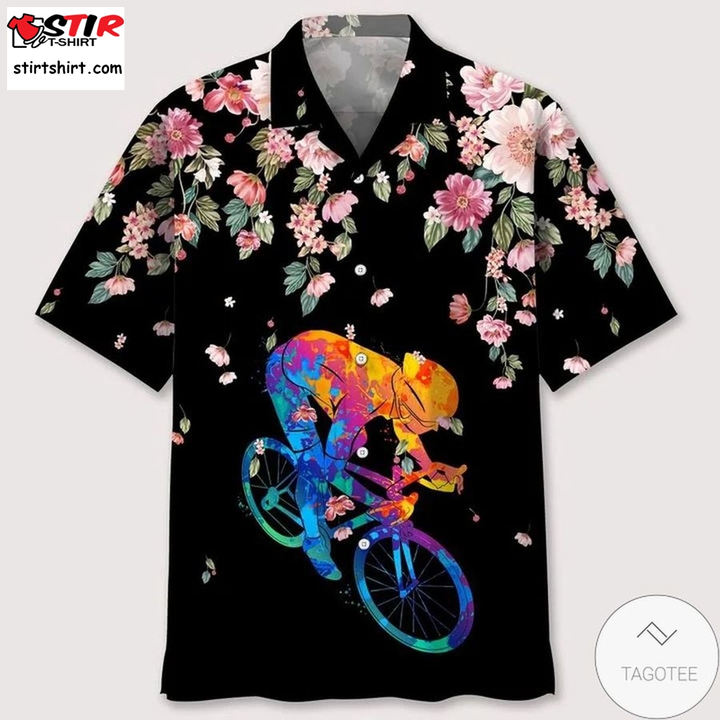 Cycling Watercolors Flower Hawaiian Shirt  Birthday 