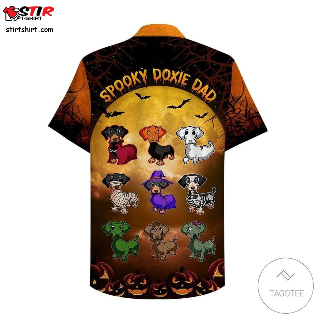 Dachshund Halloween Spooky Doxie Dad Hawaiian Shirt  Hawaiian Dad Shirt