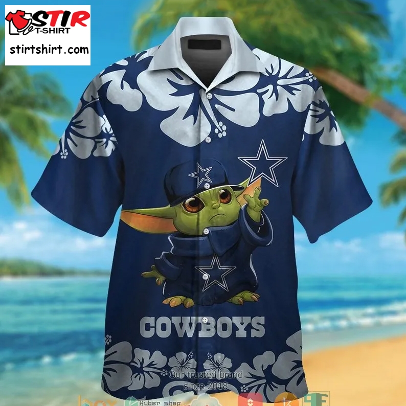 Dallas Cowboys Baby Yoda Hibiscus Hawaiian Shirt