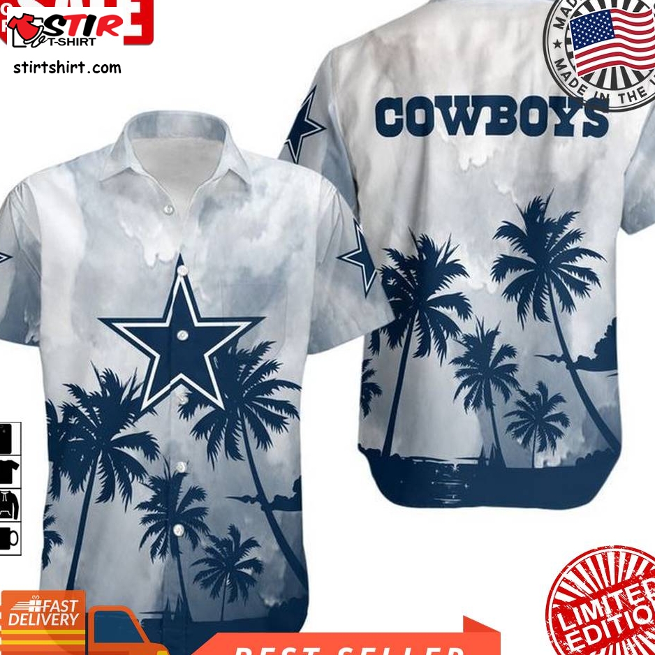 Dallas Cowboys Coconut Trees Nfl Gift For Fan Hawaiian Graphic Print Short Sleeve Hawaiian Shirt H97  Dallas Cowboys 