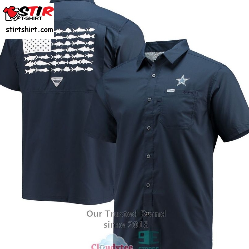 Dallas Cowboys Columbia Slack Tide Fish Omni Shade Hawaiian Shirt    Dallas Cowboys 