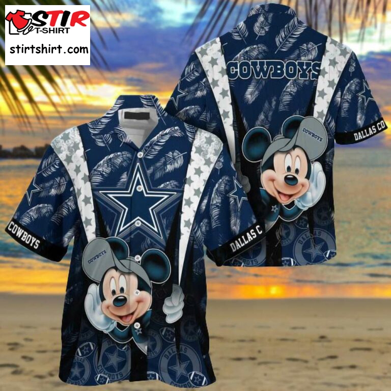 Dallas Cowboys Mickey Mouse Hawaiian Shirt, Dallas Cowboys Logo Tropical Shirts For Men, Gifts For Disney And Nfl Fan