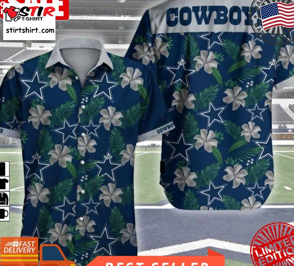 Dallas Cowboys Nfl Football Hawaiian Graphic Print Short Sleeve Hawaiian Shirt L98   3875  Dallas Cowboys 