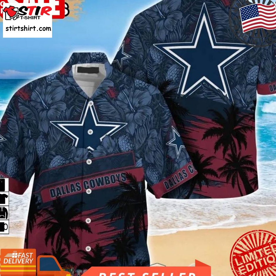 Dallas Cowboys Nfl Hibiscus Palm Tree Hawaiian Shirt  Saleoff  Dallas Cowboys 