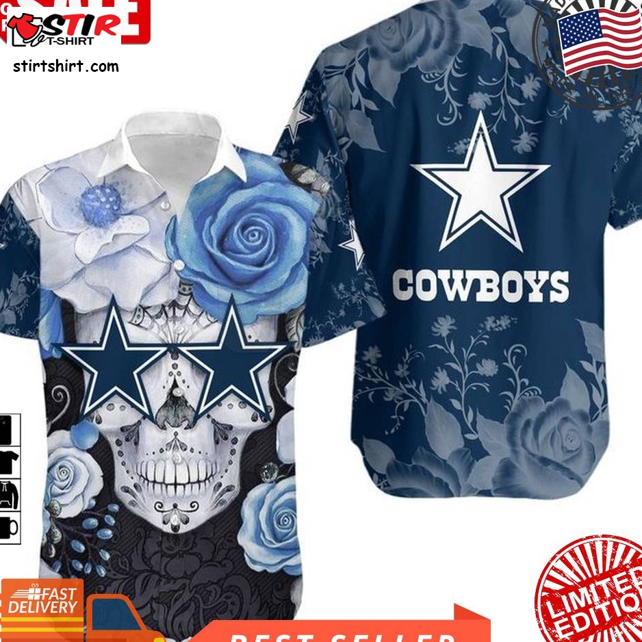 Dallas Cowboys Skull Nfl Gift For Fan Hawaiian Graphic Print Short Sleeve Hawaiian Shirt H97  Dallas Cowboys 