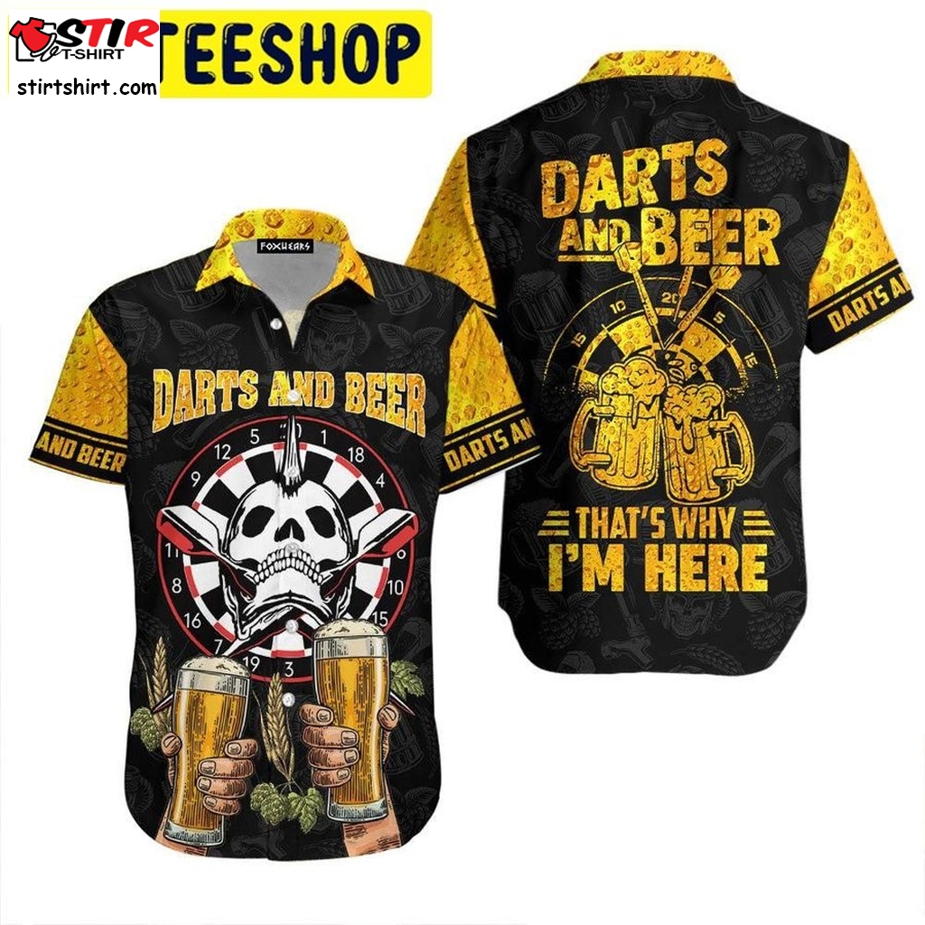Darts And Beer That Why I Am Here Hawaiian Shirt   And Jeans