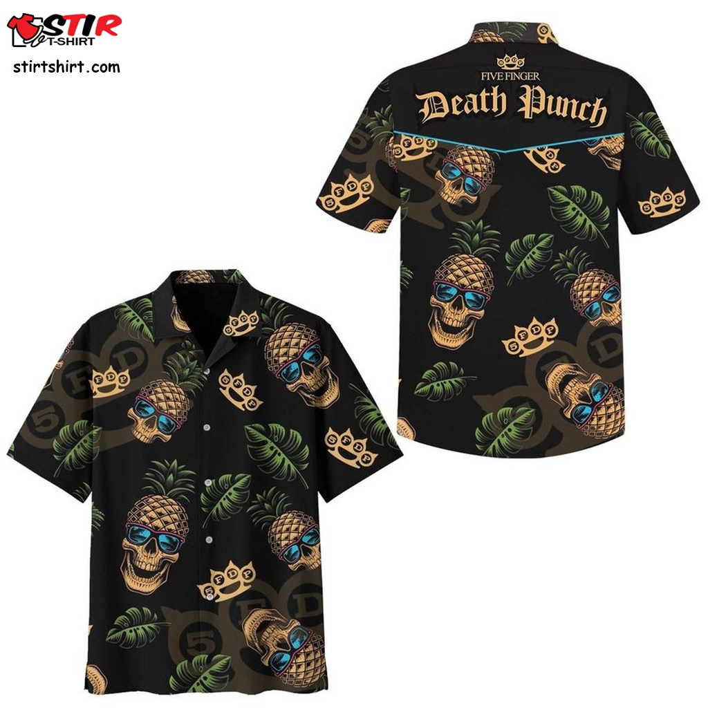 Death Punch Five Finger Skull Pineapple Hawaiian Shirt  Pastel 