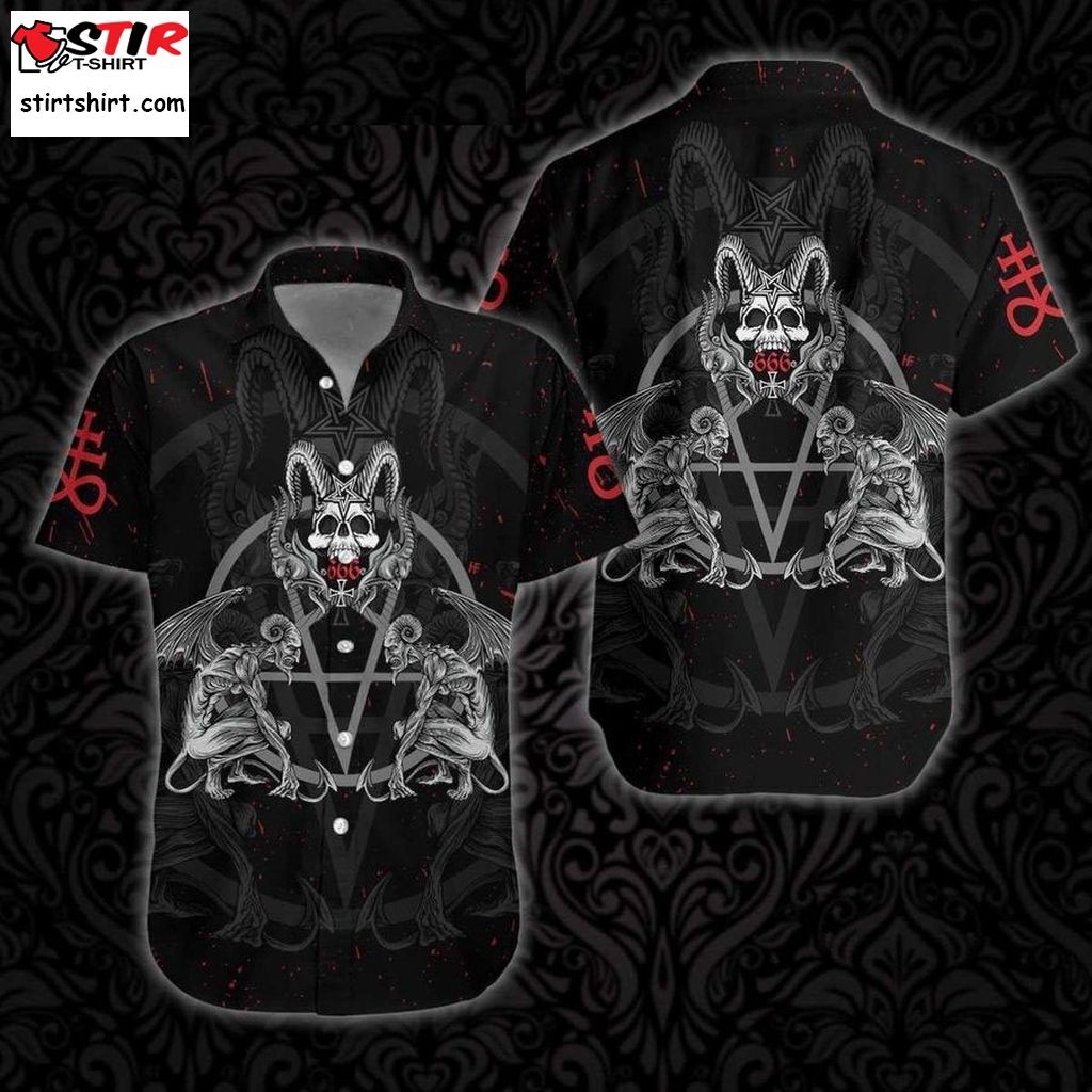 Demon With Skull Pentagram Satanic Hawaiian Shirt