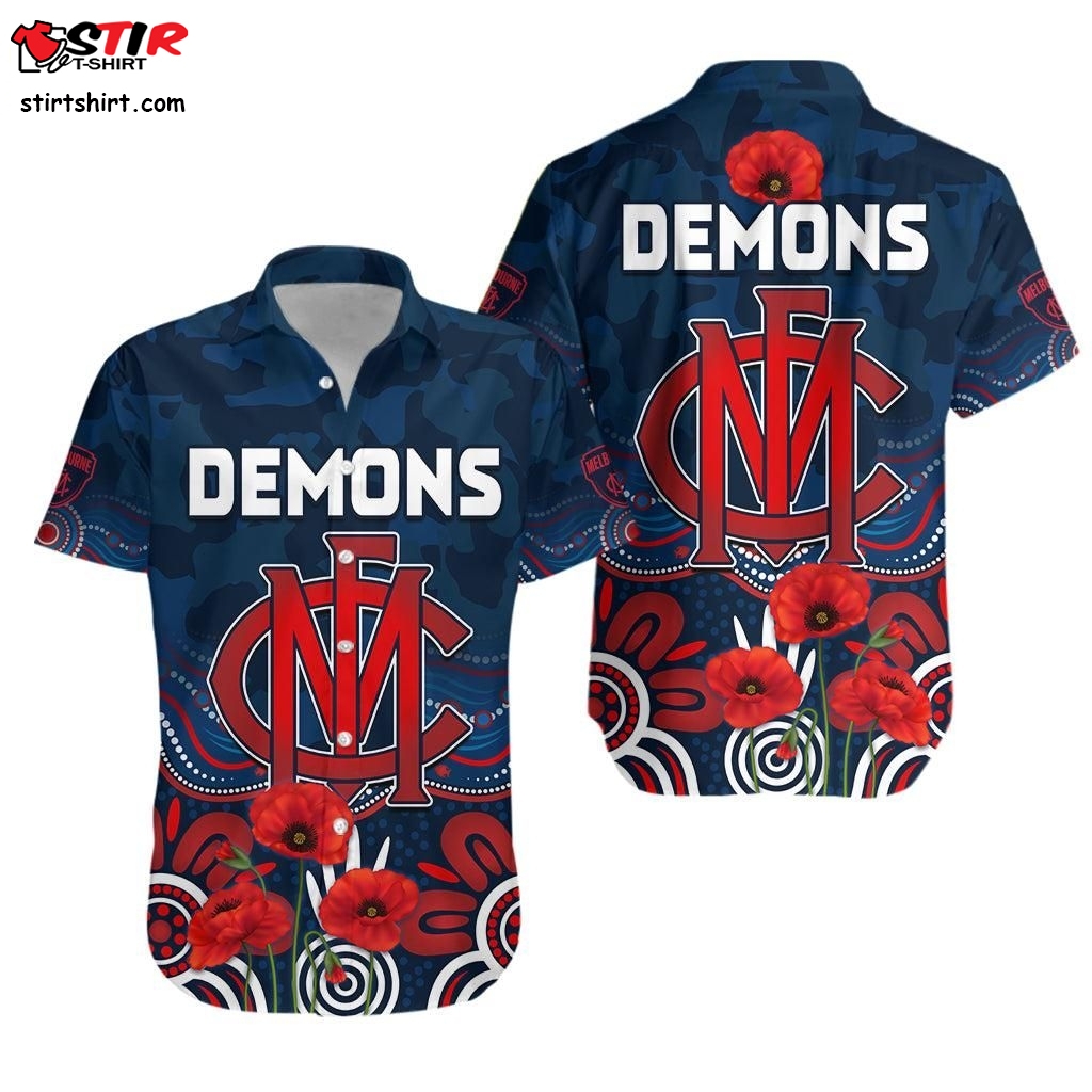 Demons  Hawaiian Shirt Melbourne Football Aboriginal Poppy Lt13  Flannel 