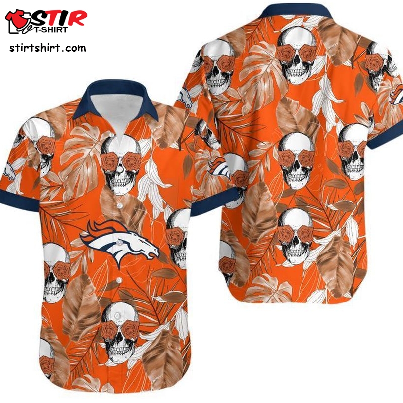 Denver Broncos Coconut Leaves And Skulls Hawaii Shirt And Shorts Summer Collection H97  Denver Broncos 