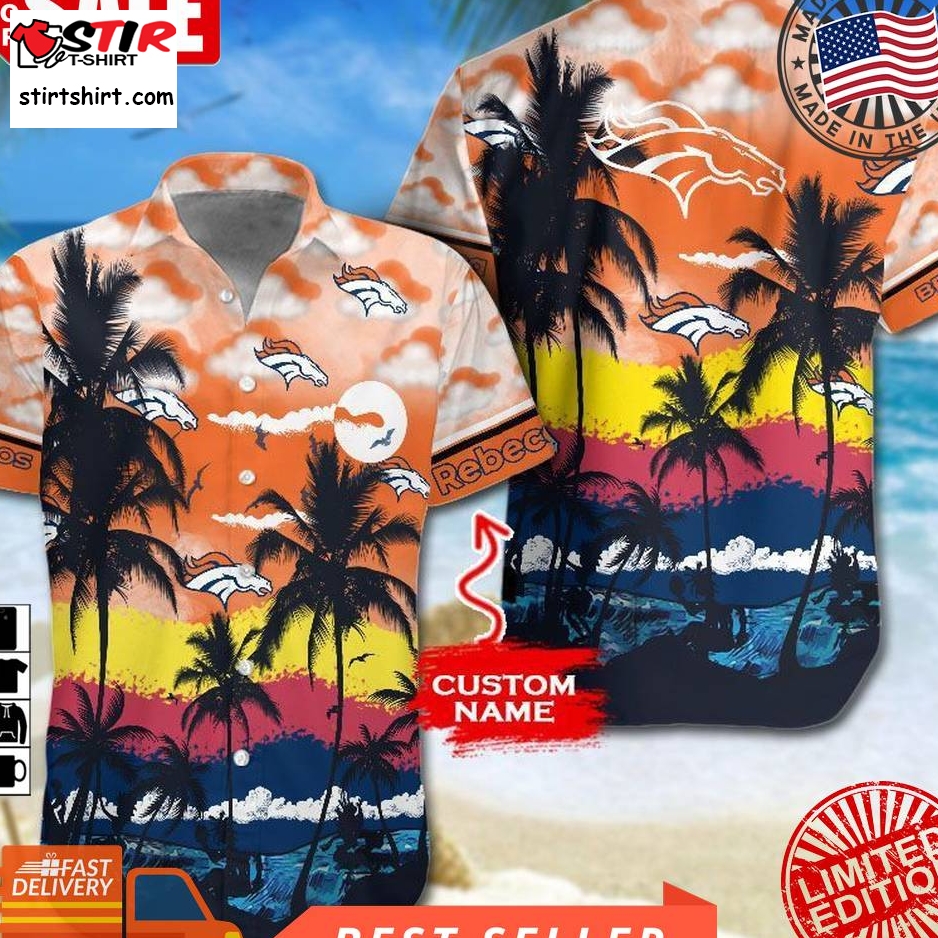 Denver Broncos Nfl Gift For Fan Personalized Hawaiian Graphic Print Short Sleeve Hawaiian Shirt H97  Denver Broncos 
