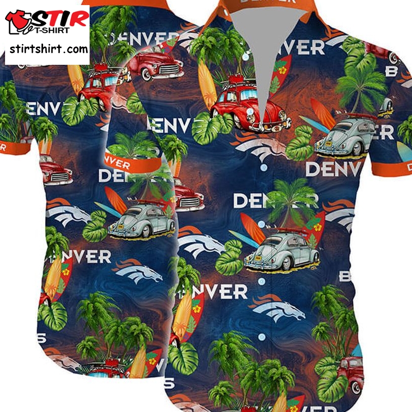 Denver Broncos Tropical Flower Short Sleeve Hawaiian Shirt  Denver Broncos 