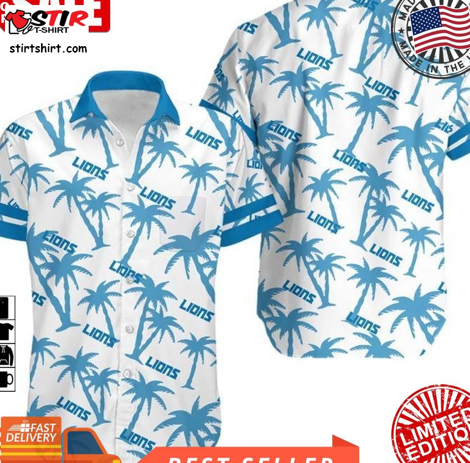 Detroit Lions Coconut Tree Nfl Gift For Fan Hawaii Shirt And Shorts Summer Collection 5 H97  Detroit Lions 