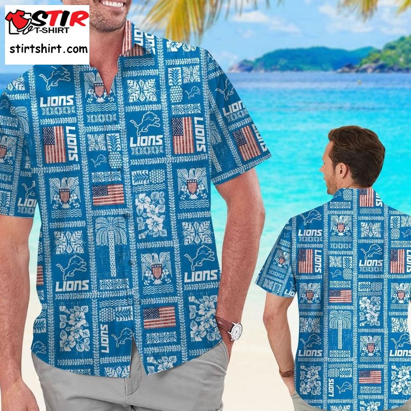 Detroit Lions Summer Commemorative Short Sleeve Button Up Tropical Aloha Hawaiian Shirts For Men Women  Detroit Lions 