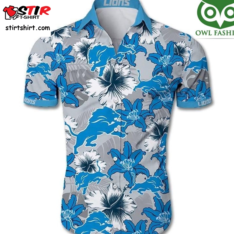 Detroit Lions Tropical Flower Hawaiian Shirt Short Sleeve Summer Wear  Detroit Lions 
