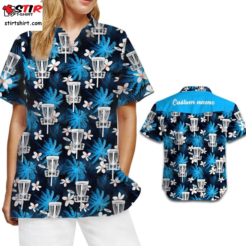 Disc Golf Women Hawaii Aloha Floral Coconut Beach Button Up Shirt For Disc Golfers And Sport Lovers On Summer Vacation  Womens 