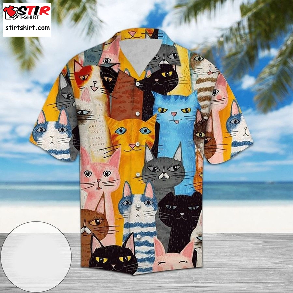 Discover Cool Cat Color Art Hawaiian Aloha Shirts H  Cool s