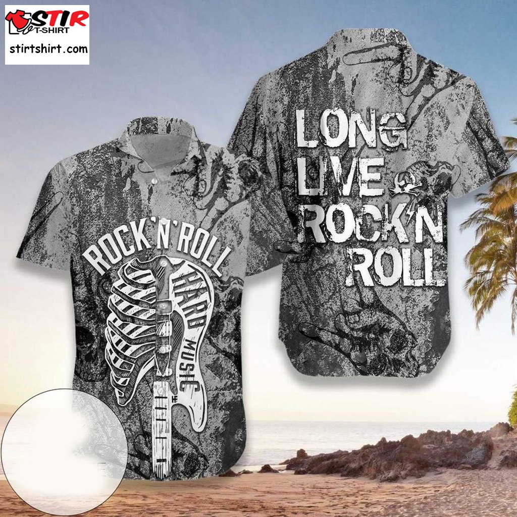 Discover Cool Hawaiian Aloha Shirts Long Live Rockn Roll Guitar  Cool s