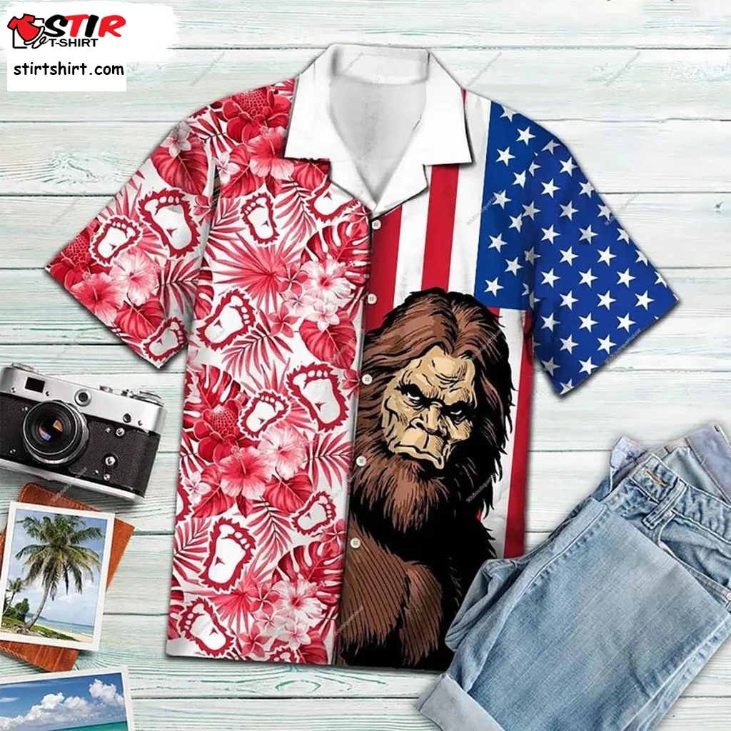 Disney 4Th Of July Hawaiian Shirt Bigfoot American Flag  Disney 