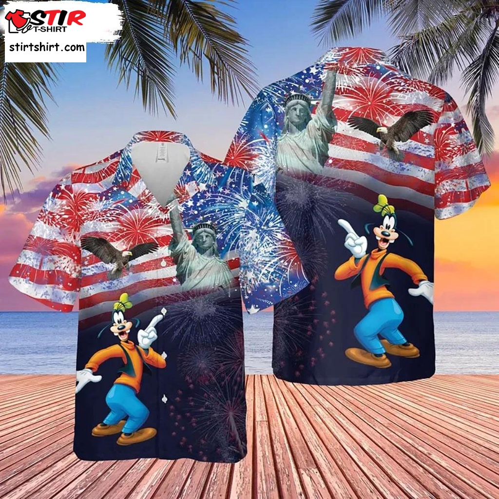 Disney 4Th Of July Hawaiian Shirt Goofy Us Flag  Disney 