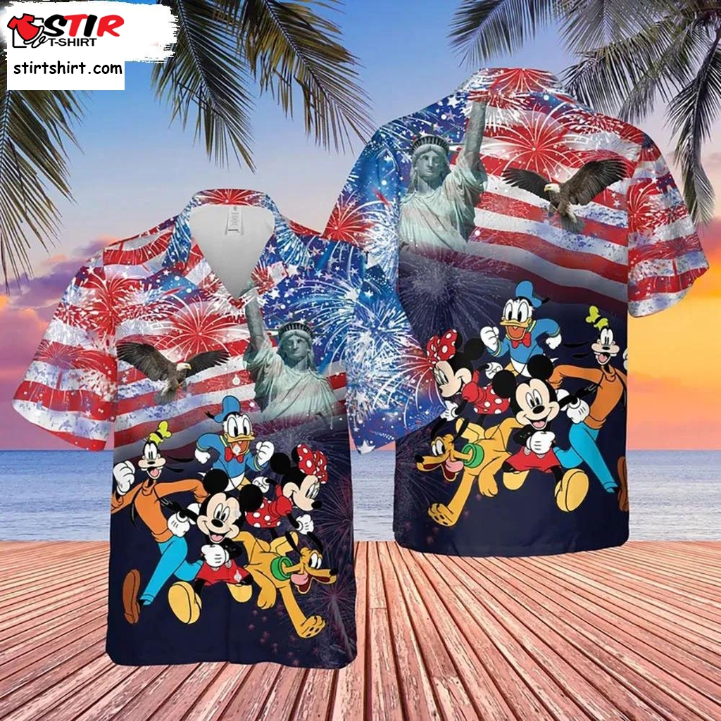 Disney 4Th Of July Hawaiian Shirt Mickey Minnie Goofy Donald  Disney 