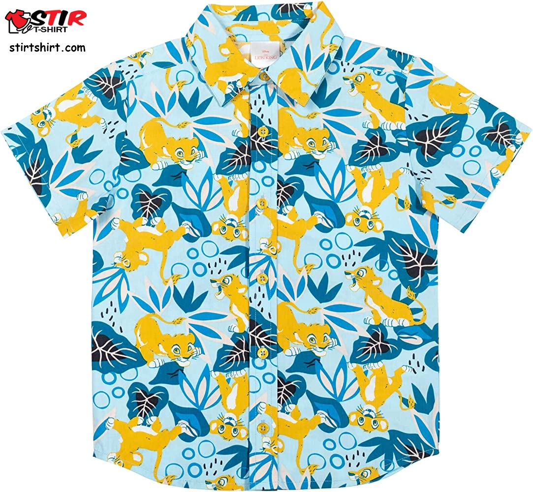 Disney Lion King Simba Toddler Boys Hawaiian Button Down Dress Shirt 2T  2t 