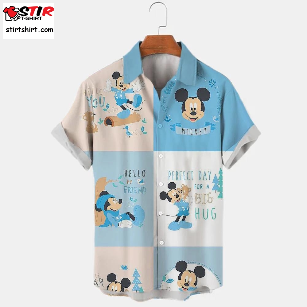 Disney Mickey Mouse Donald Duck Hawaiian Shirt Men_S Casual Travel Beach Lapel Short Sleeve Shirt