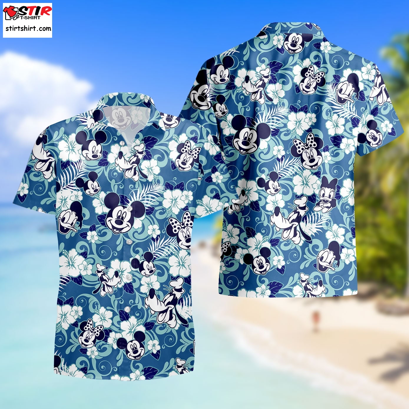 Disney Mickey Mouse Floral Aloha Hawaiian Shirt, Summer Button Up, Disney Crew Shirt, Hawaii Beach Shirt, Summer Vacation Hawaiian Shirt