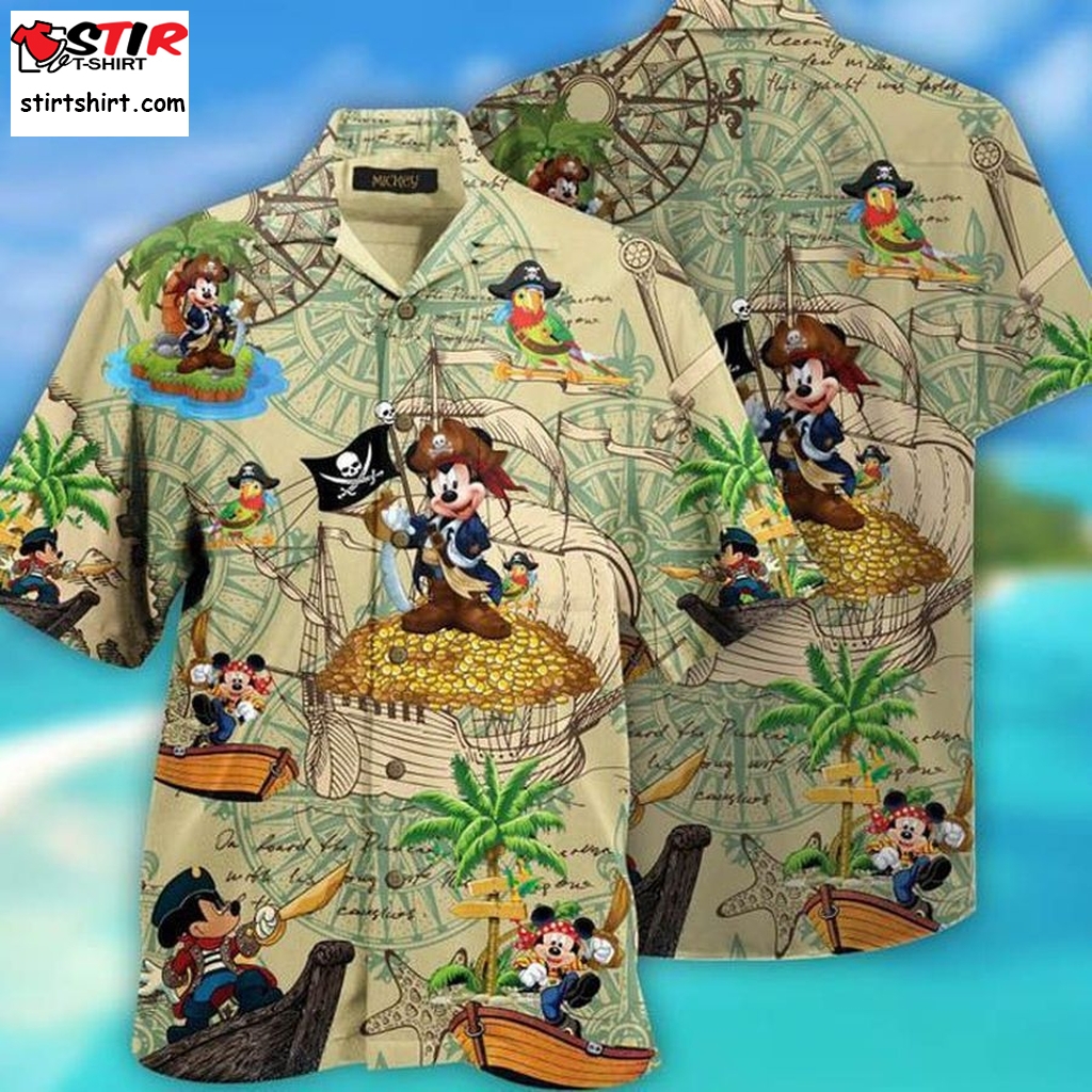 Disney Mickey Mouse Graphic Print Short Sleeve Hawaiian Shirt Size S   5Xl