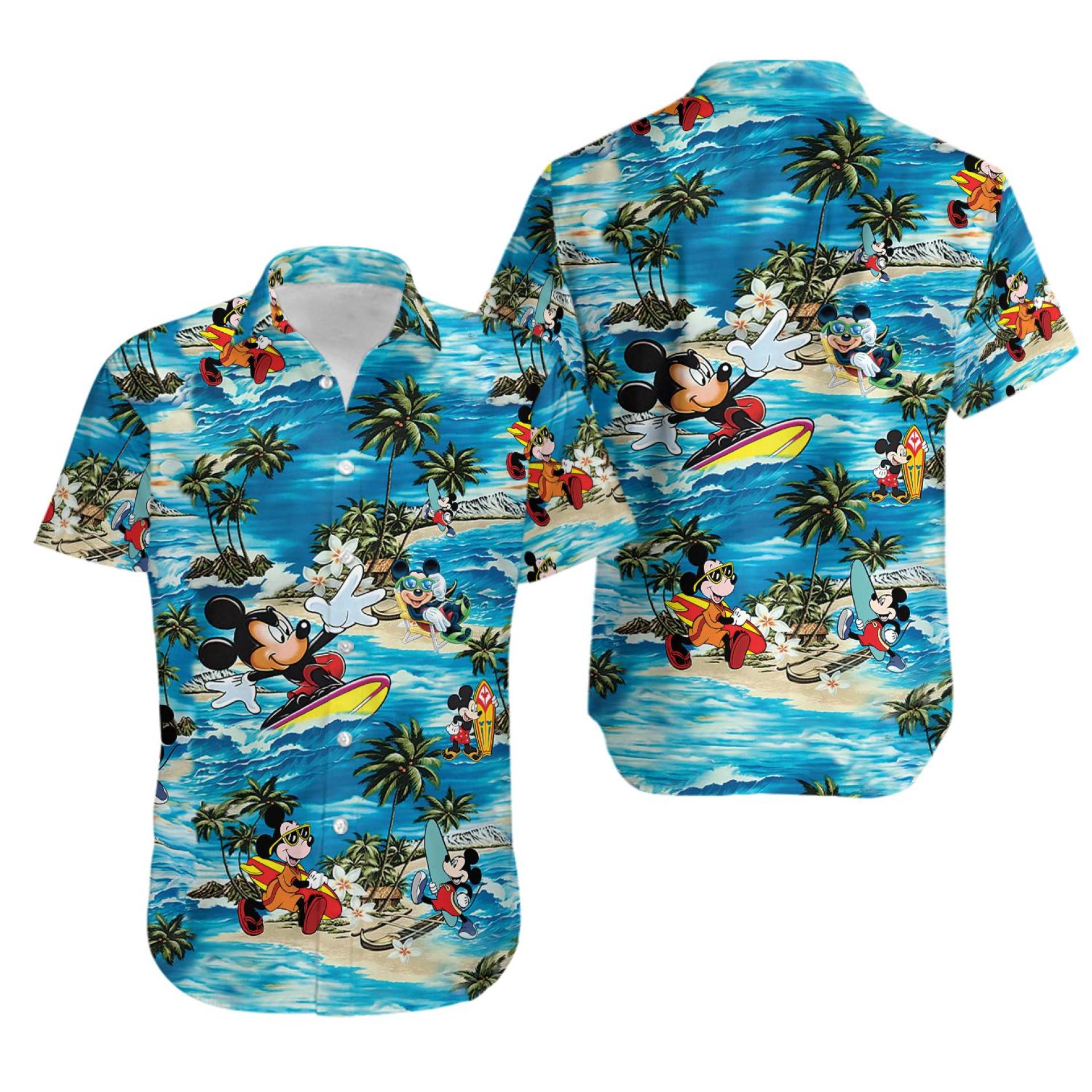 Disney Mickey Mouse Hawaiian Shirt, Mickey Mouse Hawaiian Shirt, Summer Trip Family Hawaiian Shirtjfif