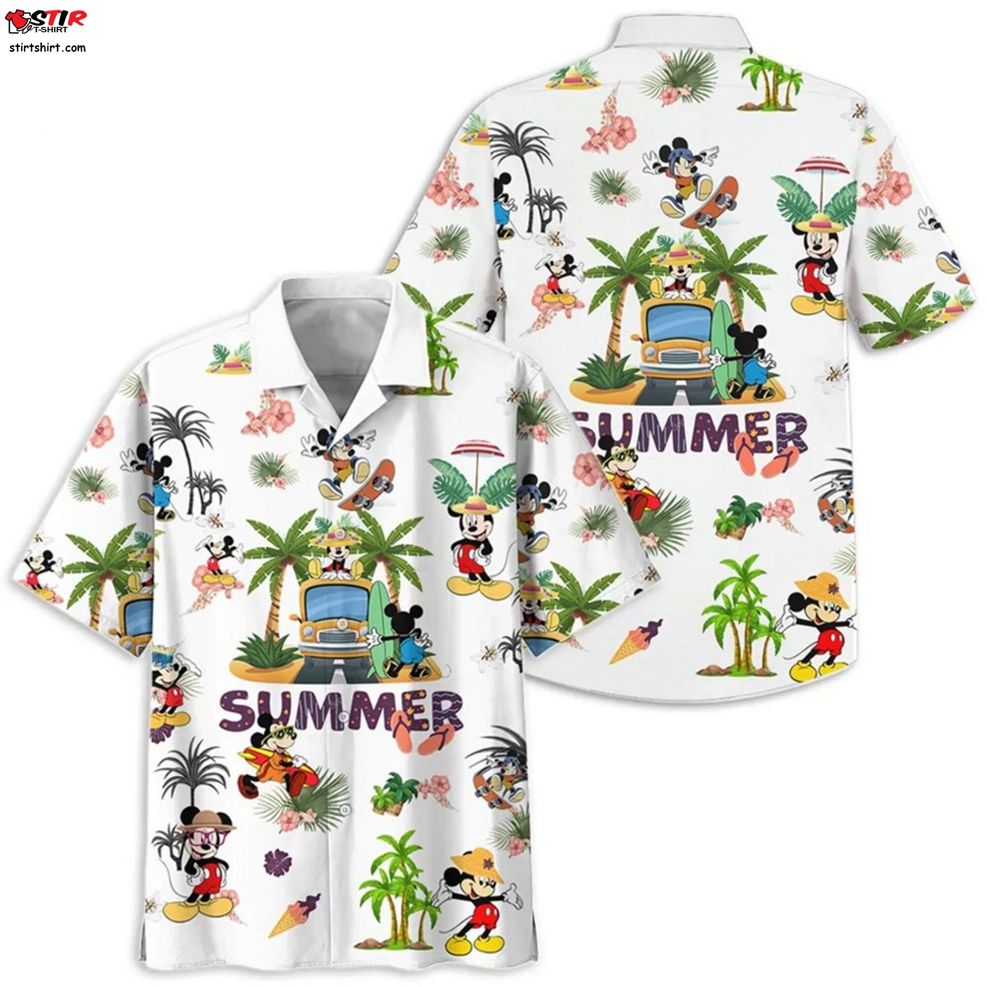 Disney Mickey Mouse Minnie Summer Hawaiian Shirt, Disney Summer Shirt, Beach Party Shirt, Vintage Disney Shirt, Couple Shirt H66