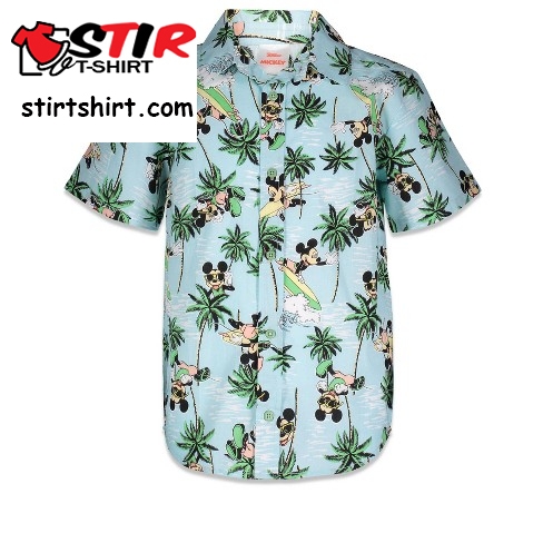Disney Mickey Mouse Toddler Boys Hawaiian Shirt Button Down Short Sleeve Aloha  2t 