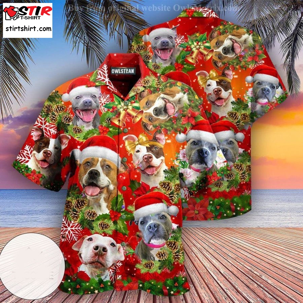 Dogs Christmas Pitbulls Are Family Edition Hawaiian Shirt