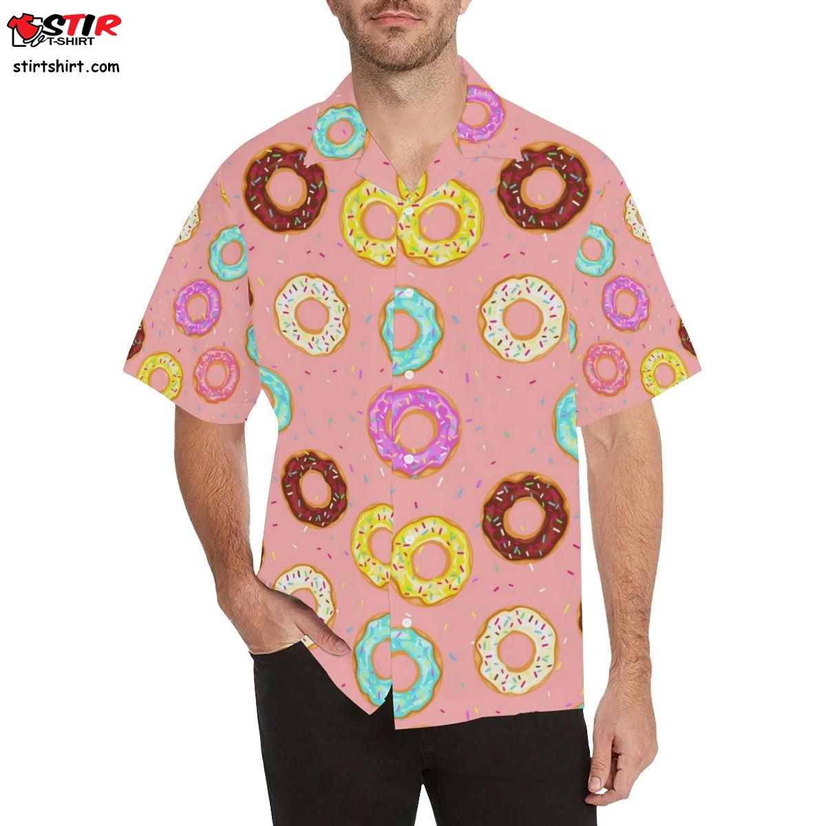 Donut Pattern Pink Background MenS All Over Print Hawaiian Shirt  Donut 