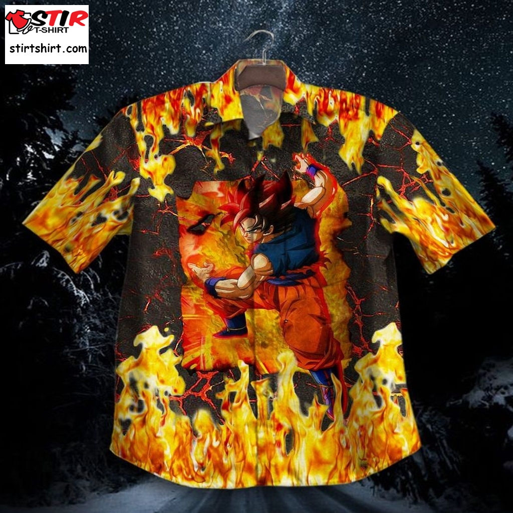 Dragon Ball Son Goku Fire Hawaiian Shirt Button Up Shirt  Dragon Ball 