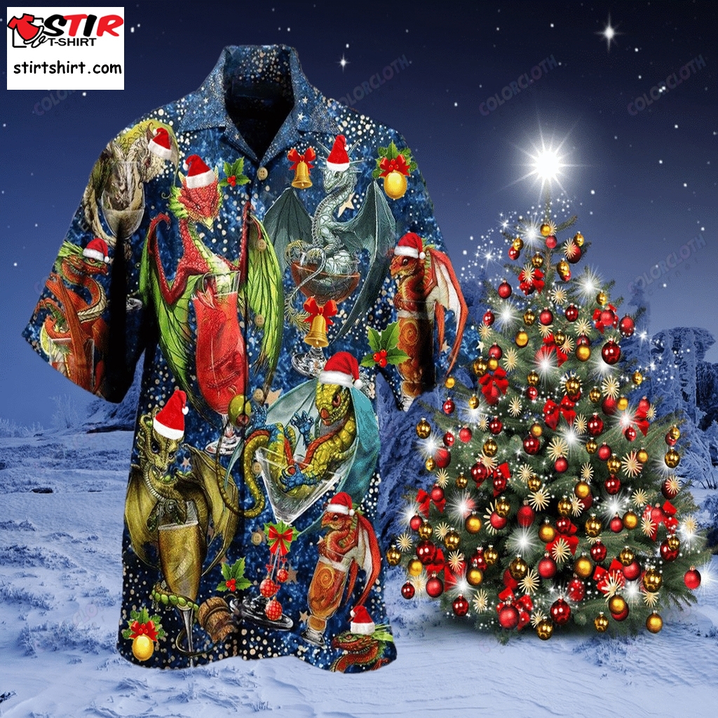 Dragon In The Christmas Cocktail Party Hawaiian Shirt Tv057320  Hawaiian Christmas Shirt Mens