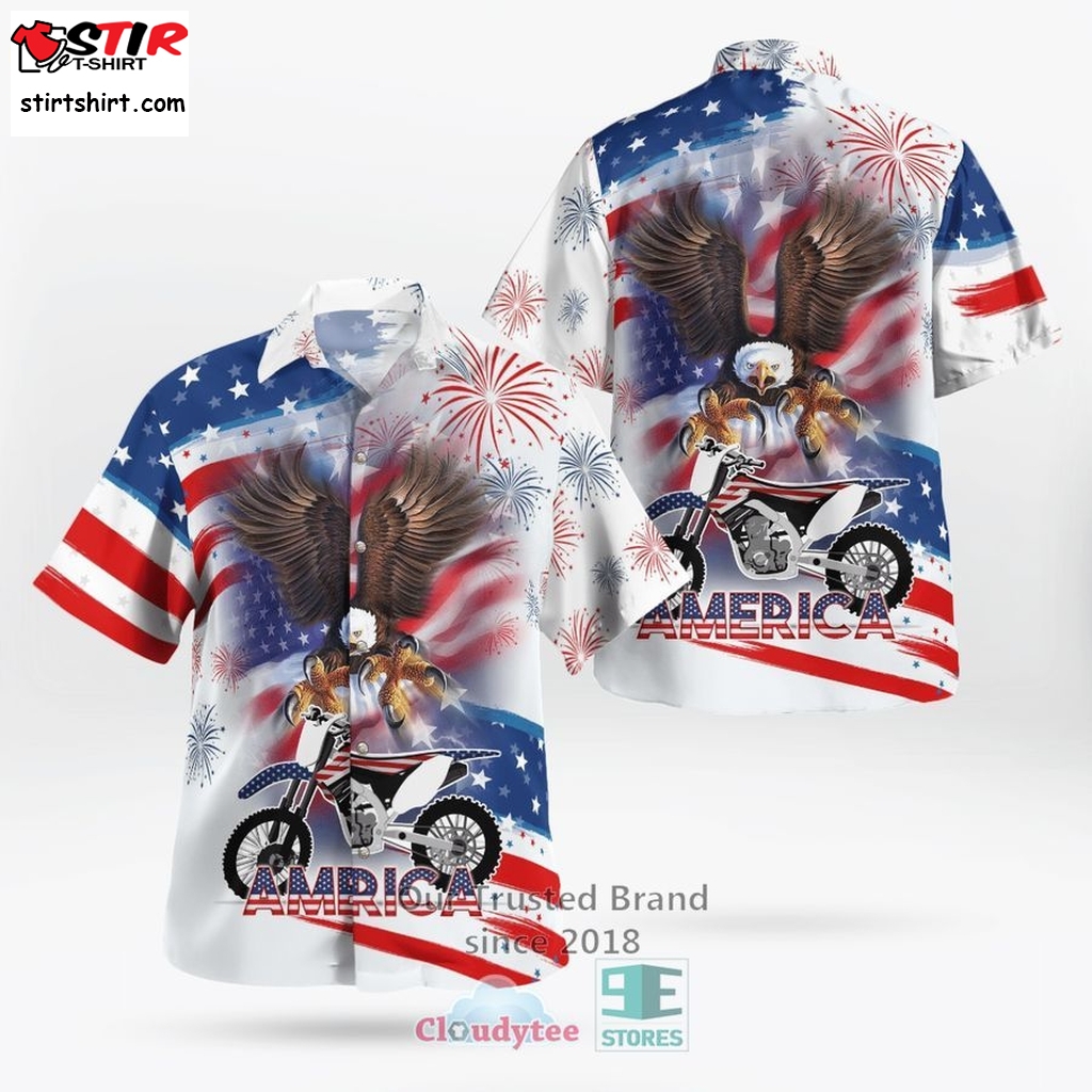 Eagle American Flag Dirt Bike Hawaiian Shirt    Frat Boy 