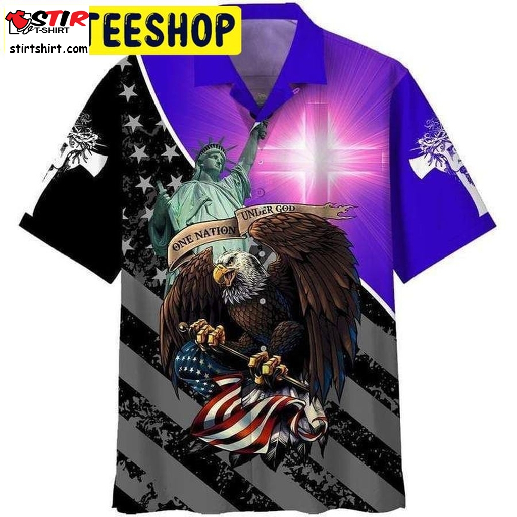 Eagle Patriot Statue Of Liberty Hawaiian Shirt  Liberty Mutual 