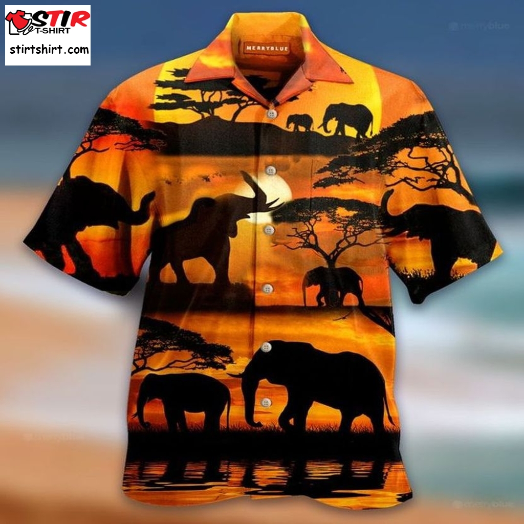 Elephant Jungle Hawaiian Sunset Shirt