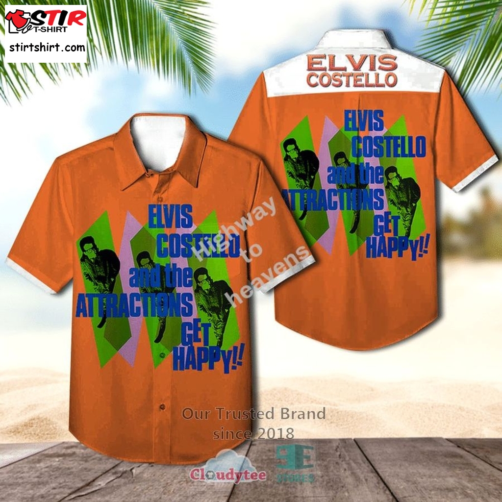 Elvis Costello Get Happy Casual Hawaiian Shirt    Elvis 