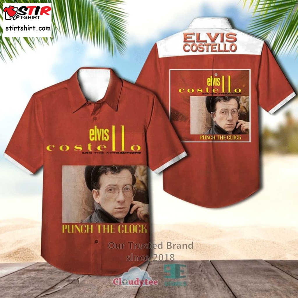 Elvis Costello Punch The Clock Casual Hawaiian Shirt    Elvis 