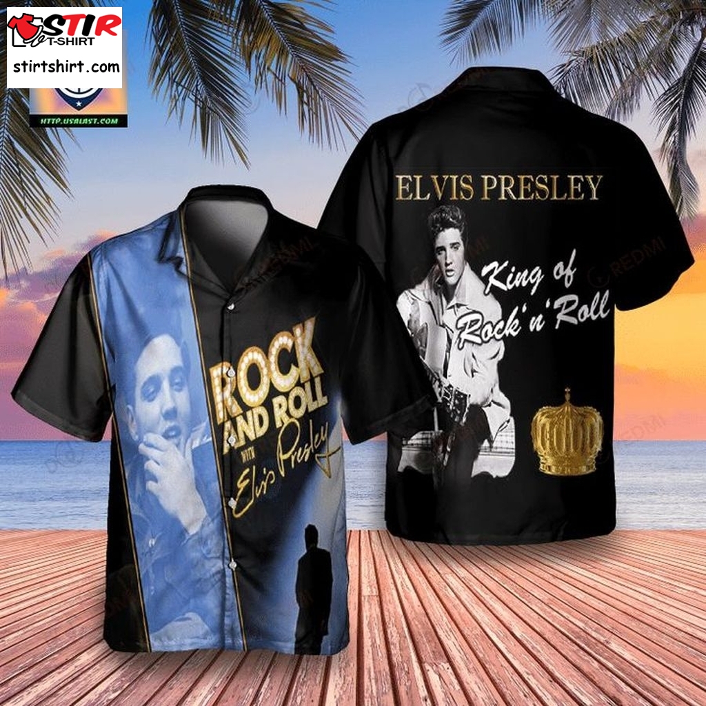 Elvis Presley King Of Rock And Roll Album Hawaiian Shirt  Elvis s