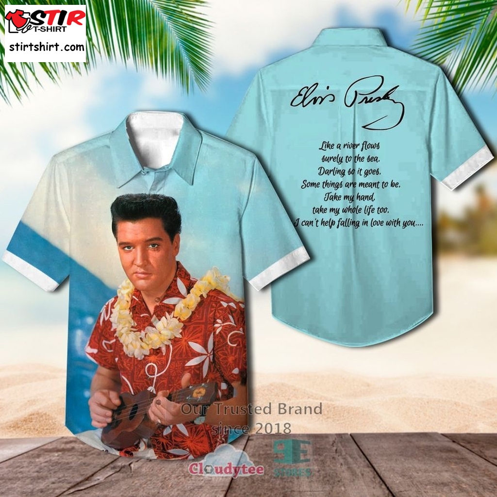 Elvis Presley Like A River Flow Hawaiian Casual Shirt    Elvis s