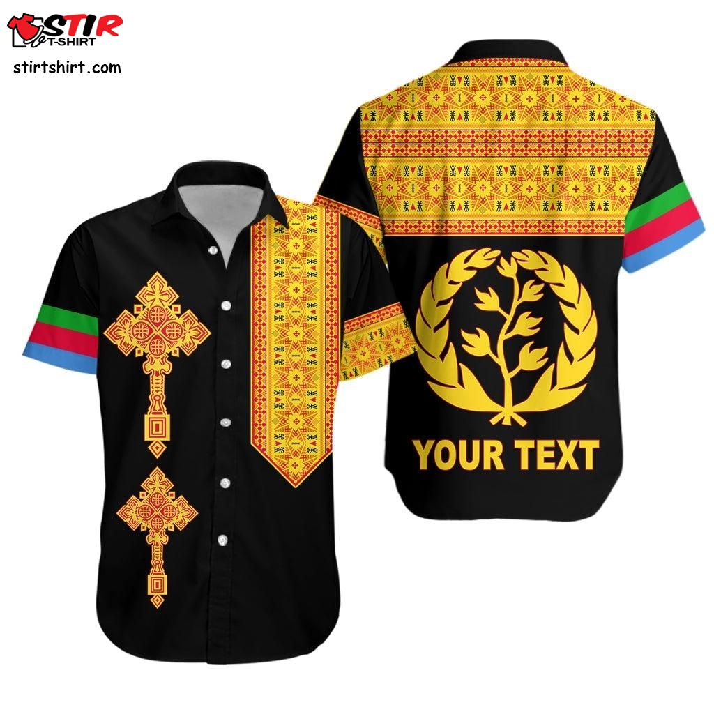 Eritrea Tibeb Hawaiian Shirt Eritrean Cross Mix Flag Version Black Lt13_0   Kingpin