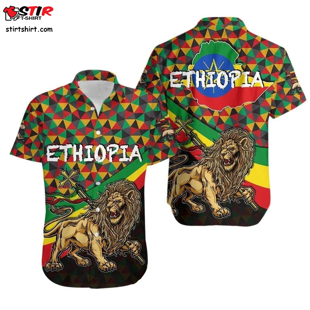 Ethiopia Hawaiian Shirt Lion Of Judah Rasta Patterns Lt6  Trader Joe's 