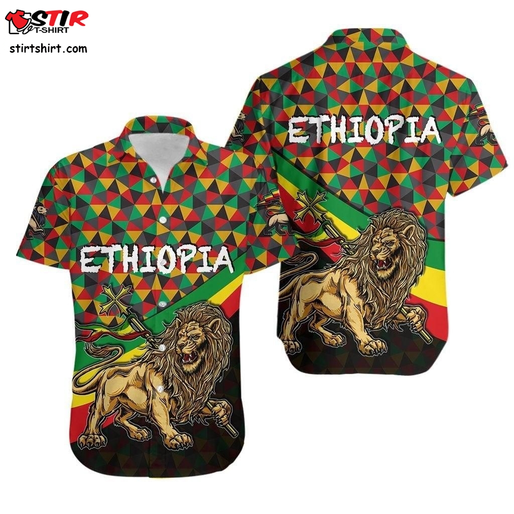 Ethiopia Hawaiian Shirt Lion Of Judah Rasta Patterns No2 Lt6  Trader Joe's 