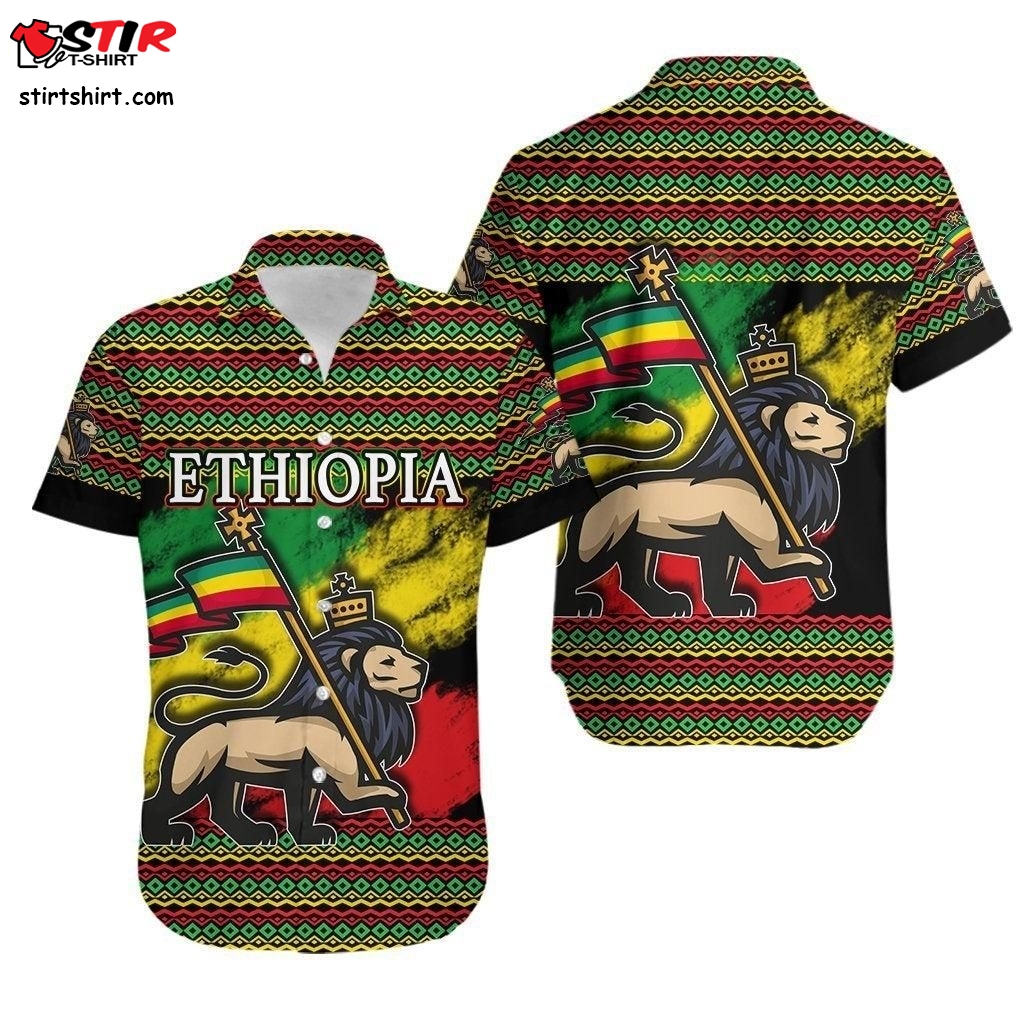 Ethiopia Hawaiian Shirt Version Lion Of Judah Grunge Lt6  Trader Joe's 