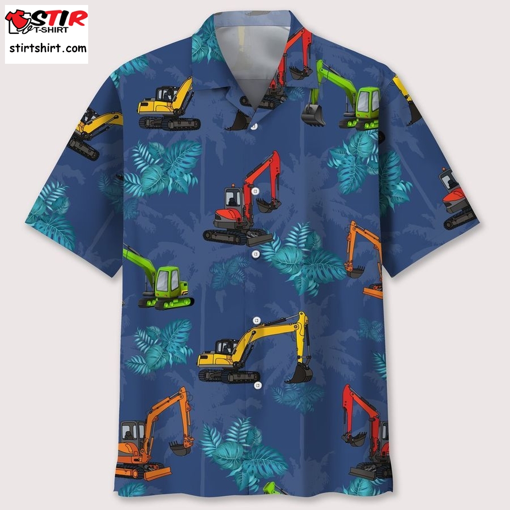 Excavator Tropical Coconut Hawaiian Shirt  Where Can I Find A 