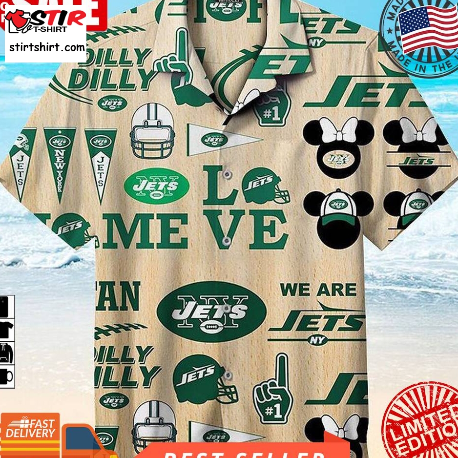 Favorite New York Jets Nfl Hawaiian Graphic Print Short Sleeve Hawaiian Shirt L98